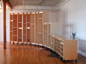 The Art Storage System can be rolled in place to form a curve.