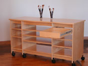Art Storage work table with art storage drawer for storing art and art supplies is 36" tall.