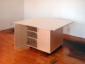 Art Studio artist work tables with adjustable shelving and doors for 