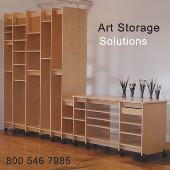 Art Storage System is made for organizing and archival storage of art. The Art Storage System safely stores paintings, drawings, prints, sculpture, art supplies, art books, photographs, and more.