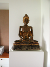 Lacquered Sculpture Pedestal for Bronze Seated Emaciated Buddha