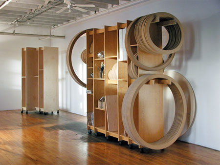 Art Storage System is for safe storage of fine art, including round tondo paintings and canvas stretchers and artists paintings of any shape and size. Made in Brooklyn by Art Boards Art Storage Systems.