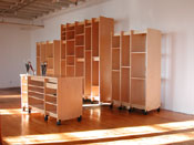 Art Storage Systems against storing art and Art Storage Desk for making artwork.