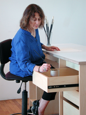 Art Storage Desk; modular art work tables with drawers & shelves for art and supplies