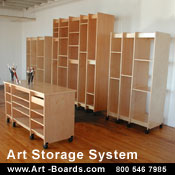 How to store art; art supplies, paintings, drawings, and prints.