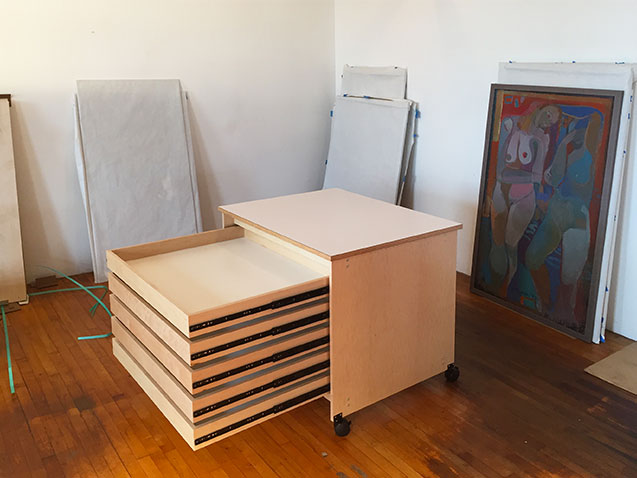 Art Studio Furniture 5 Drawer Rolling Art Storage Drawer System.