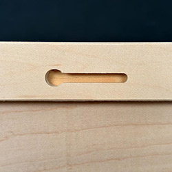 Art Boards™ maple cradled art panels hang without the need of framing. They have a recessed dovetail hanging slot routed into the cradle. 