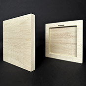 All surfaces including the 4 sides are veneered with maple hardwood. 